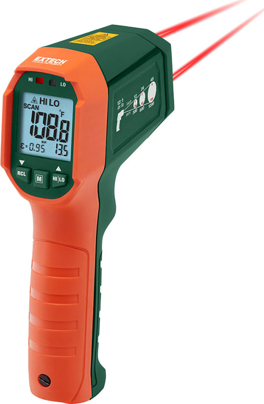 Extech EIR320 Waterproof Dual Laser IR Thermometer with Alarm Right Side View