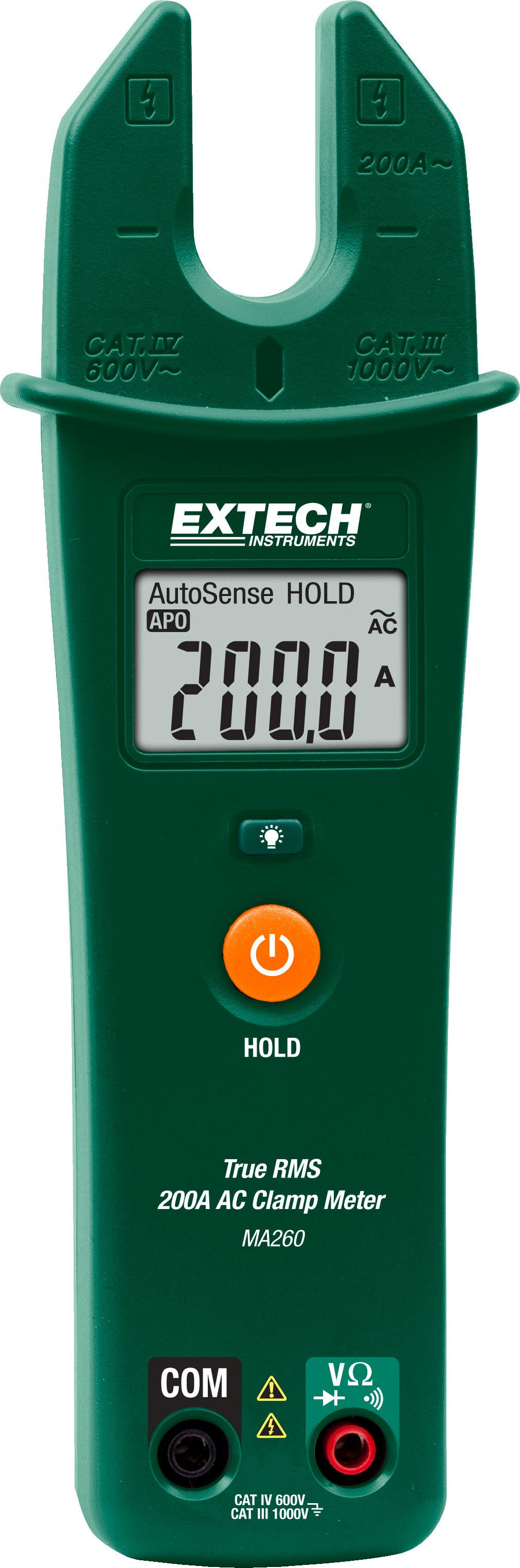 Extech MA260 True RMS 200A AC Open Jaw Clamp Meter