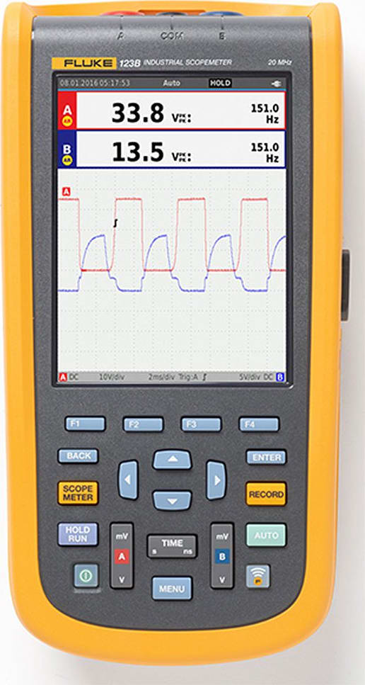 Fluke 123B/NA Industrial ScopeMeter Handheld Oscilloscope Front View