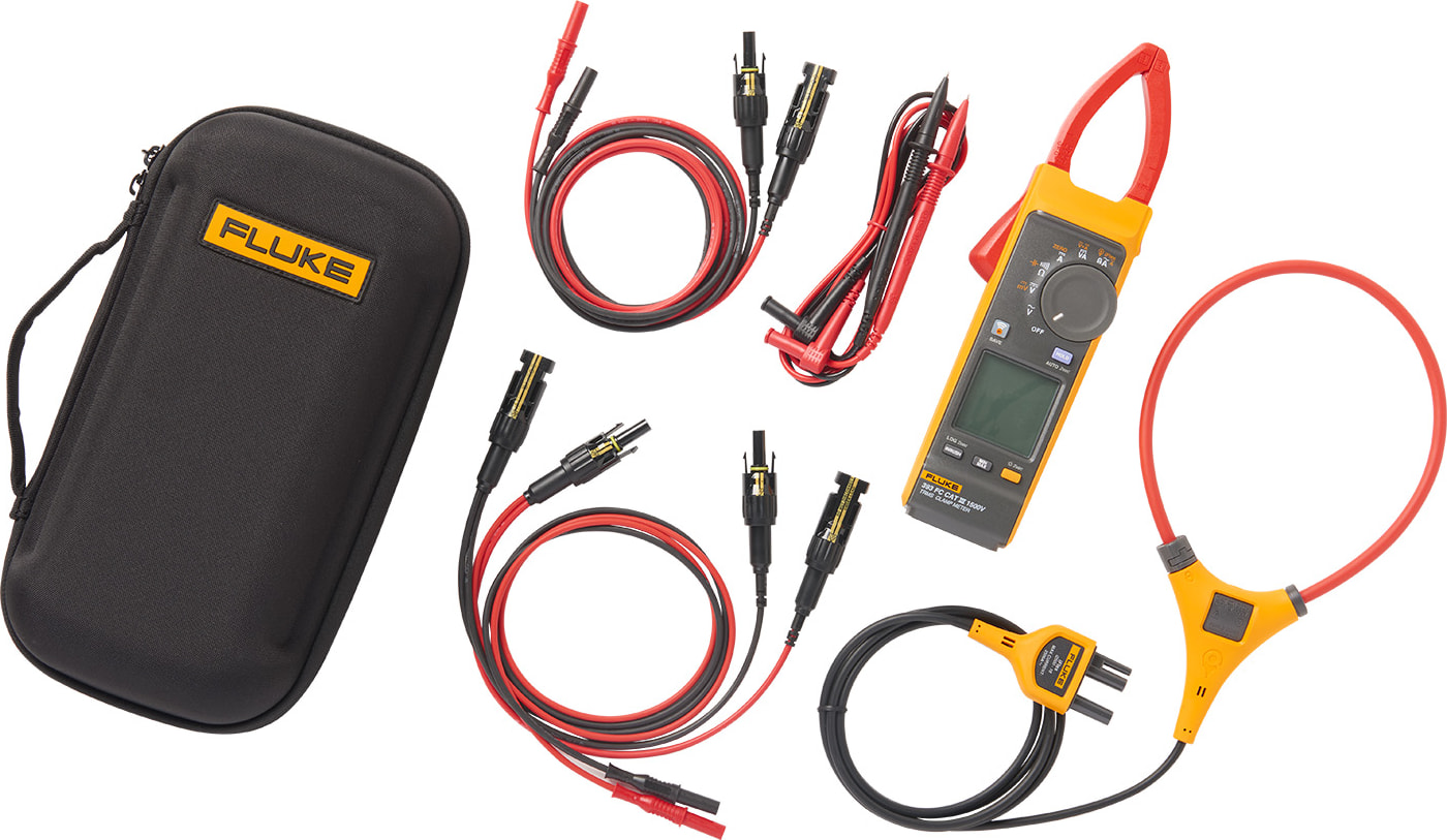 FLK-393FC-PVLEAD - Fluke 393 FC CAT III 1500 V Clamp Meter with Pomona Electronics PVLEAD1 and PVLEAD3 Solar PV Test Lead Sets