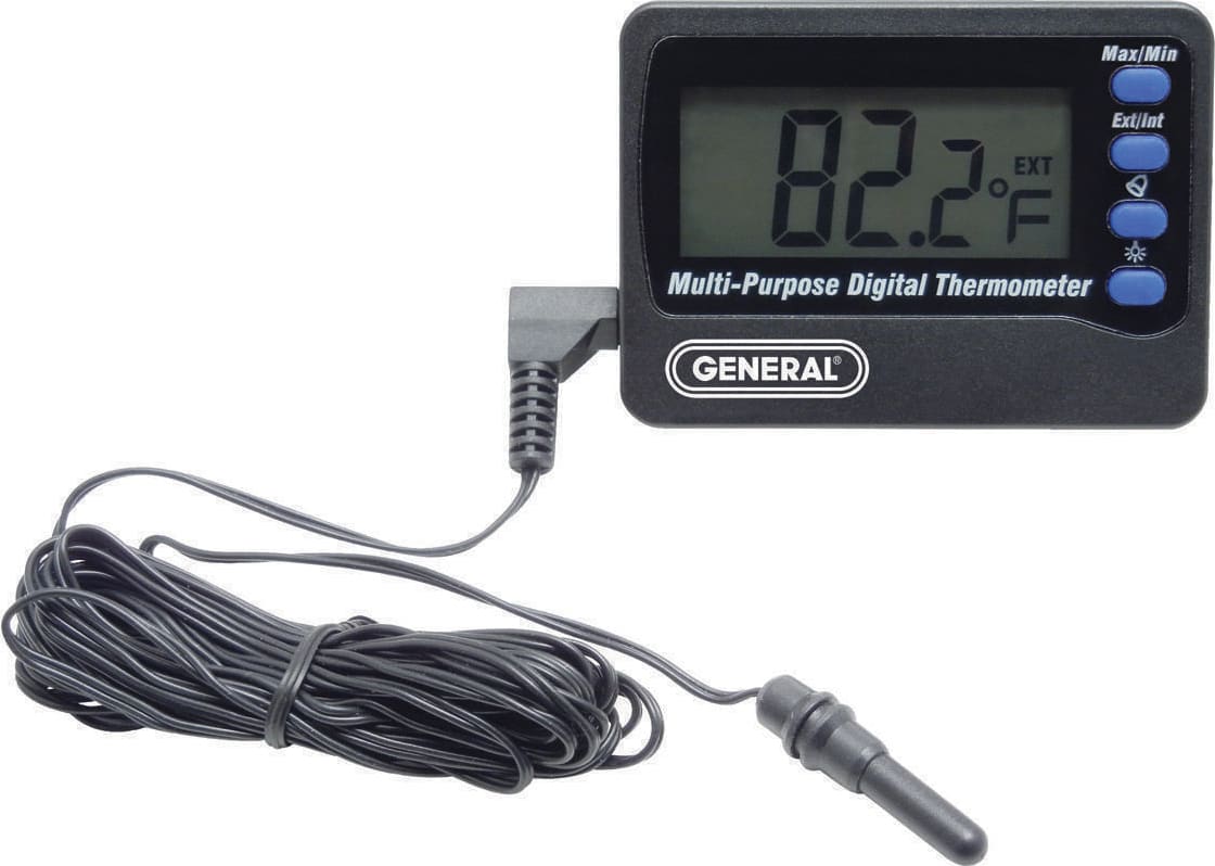 General AQ150 - Digital Waterproof Aquarium Thermometer with Alarm, -58° to  158°F