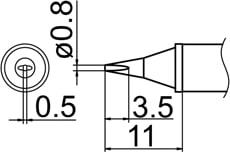 Hakko T12-WD08 Shape-0.8D Heavy Duty Tip