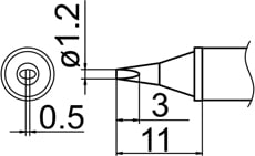 Hakko T12-WD12 Shape-1.2D Heavy Duty Tip