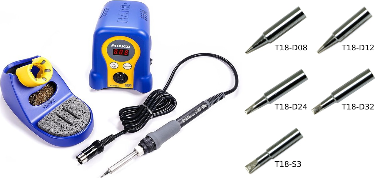 Hakko FX888D-23BY - Digital Soldering Station with Five Extra Tips  (T18-D08/D12/D24/D32/S3)