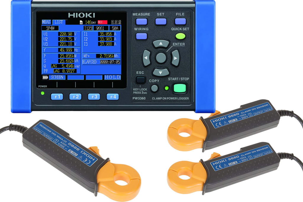 Hioki PW3360-20-01/100 Power Loggers Type (Power Quality): Single Phase,  Maximum Current AC: 100 A TechEdu