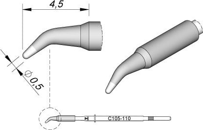 JBC C105110 Cartridge Bent 0.5mm