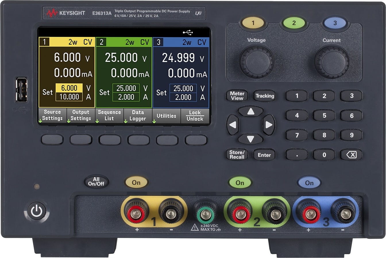 Keysight E36313A - 160W Triple Output Power Supply 6V/5A, (2) x 25V/1A, USB  and LAN