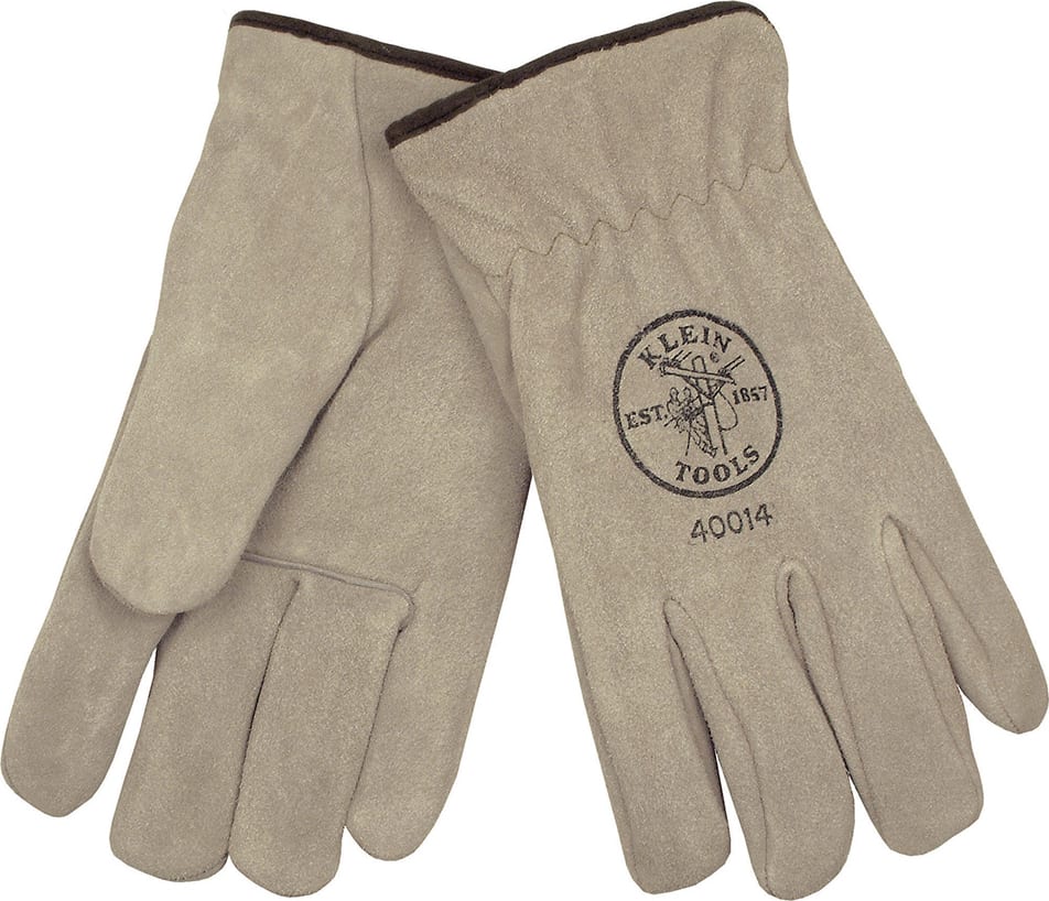 Klein Tools 40014 Suede Cowhide Driver's Gloves - Lined