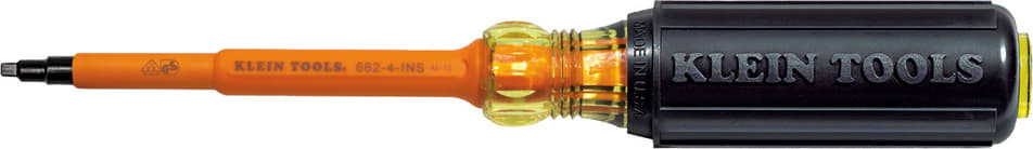 Klein Tools 662-4-INS 2 Square Recess Insulated Screwdriver, 4" Shank