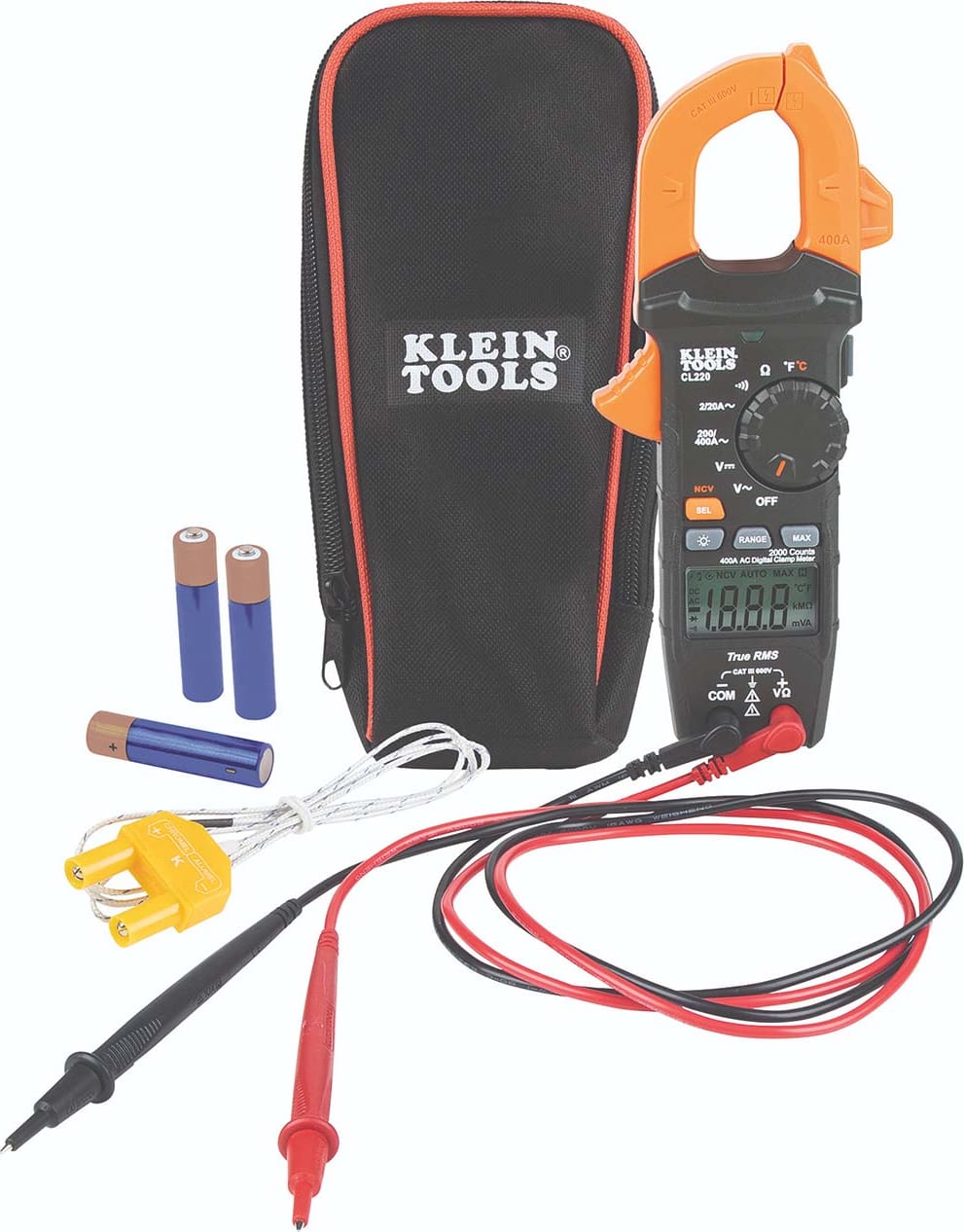 Klein Digital Clamp Meter AC Auto-Ranging 400 Amp with Temp