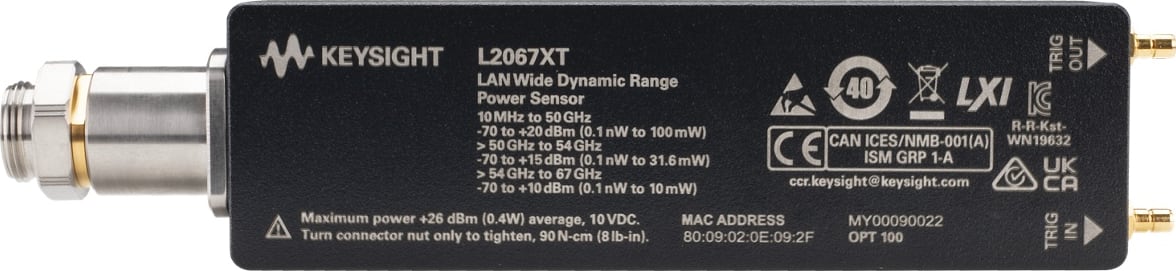 Keysight L2067XT - LAN Thermal Vacuum Compliance Peak/Average Power Sensor (10 MHz to 67 GHz)