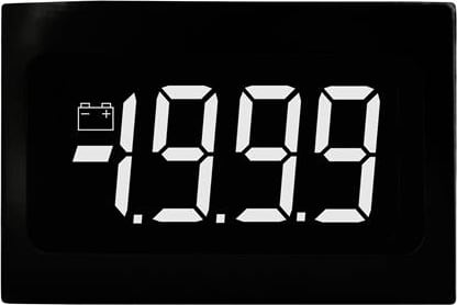 Lascar SP 400-EB Splash-Proof LCD Voltmeter with Bright White Digits on a Black Background