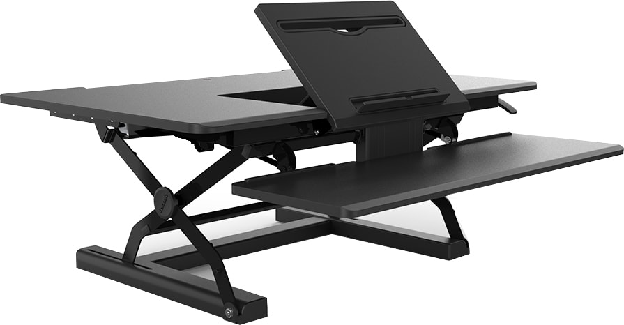 Loctek PL36B Wide Platform Height Adjustable Standing Desk Riser, Removable Keyboard Tray