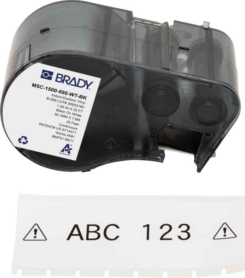Brady M5C-1500-595-WT-BK - Printer Labels, Permanent Adhesive, Vinyl ...