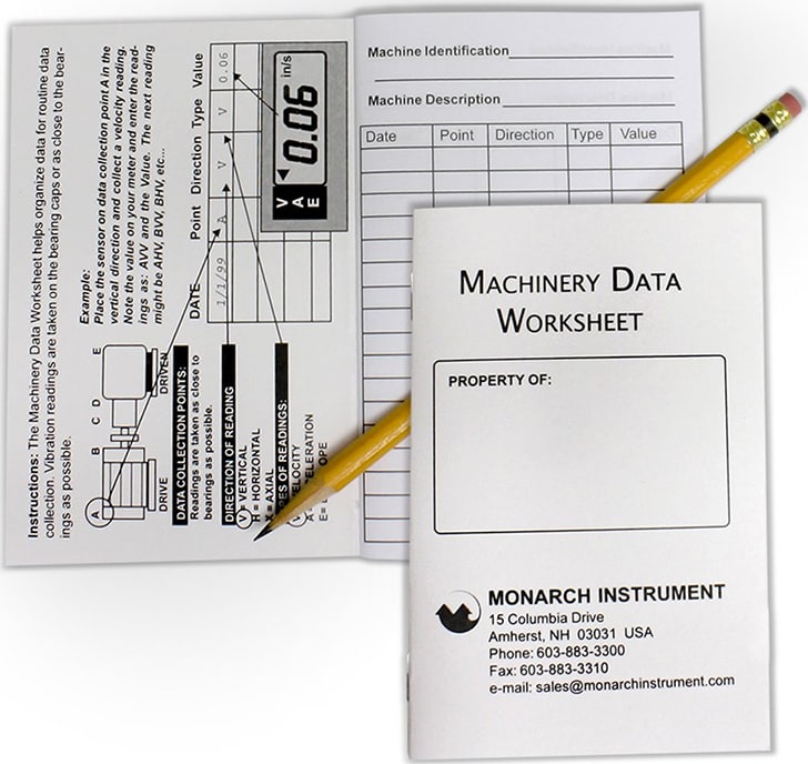 Monarch 6480-051 Machinery Data Worksheet Book with 40 Sheets