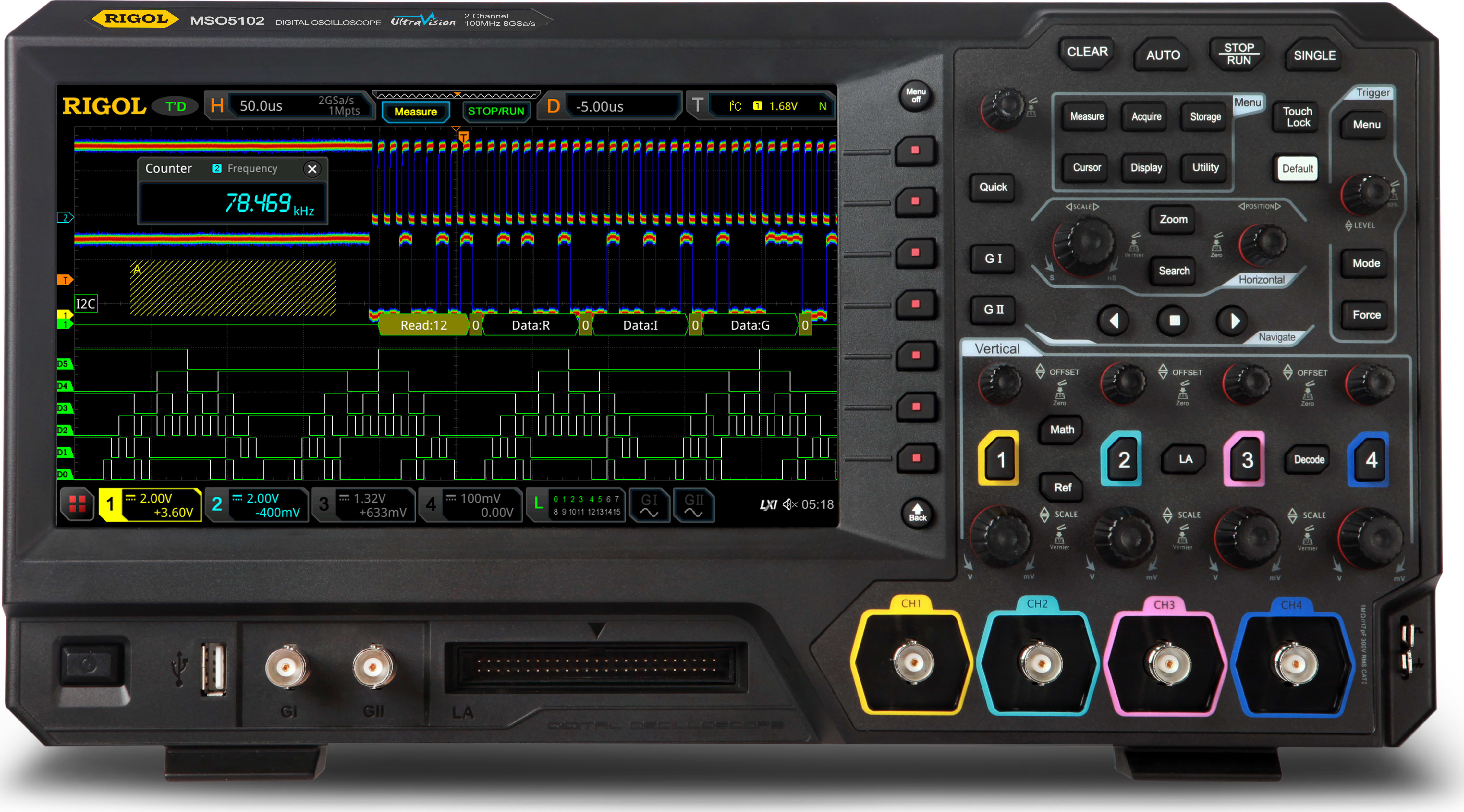 Rigol MSO5102 - Two Channel, 100 MHz Digital / Mixed Signal Oscilloscope
