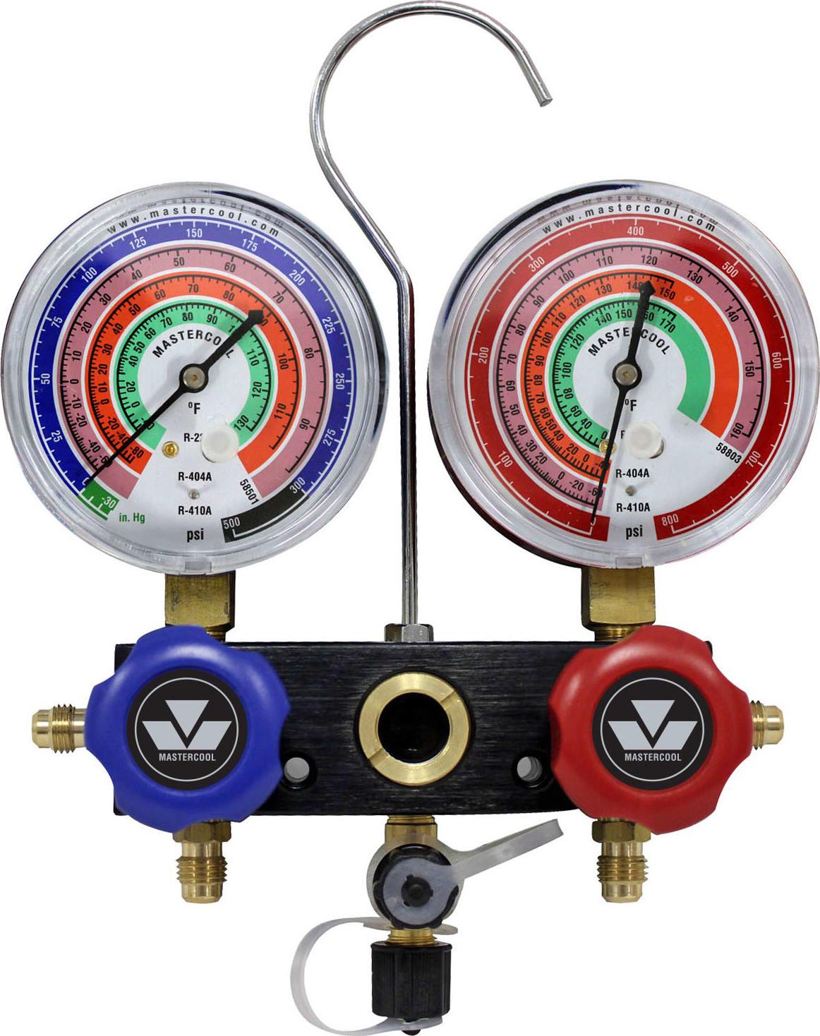Mastercool 57103 - 2-Way Aluminum Manifold, Gauges Only