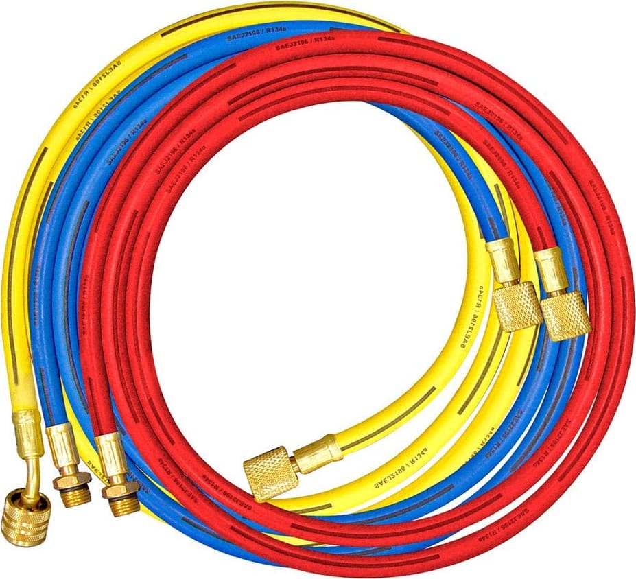 Mastercool 84396 - Set of Three 96” R134a Hoses w/ Auto AC Fittings