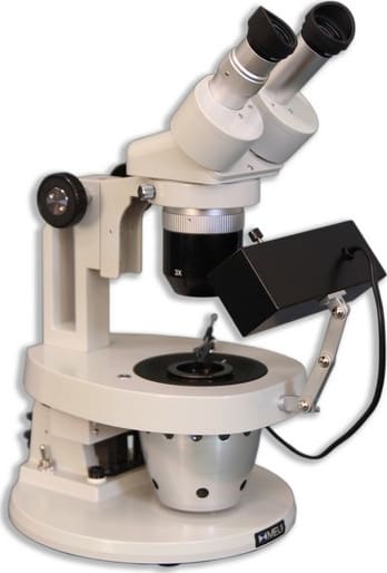 Meiji Techno GEMT-2 Binocular Turret Gem Microscope Right Angle View