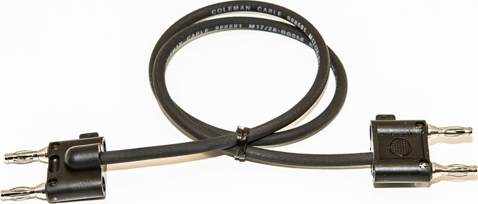 Mueller Electric BU-7070-B-24-0 Black Stackable Double Banana Plug on Both Ends-RG58, 24 RG58 Coax