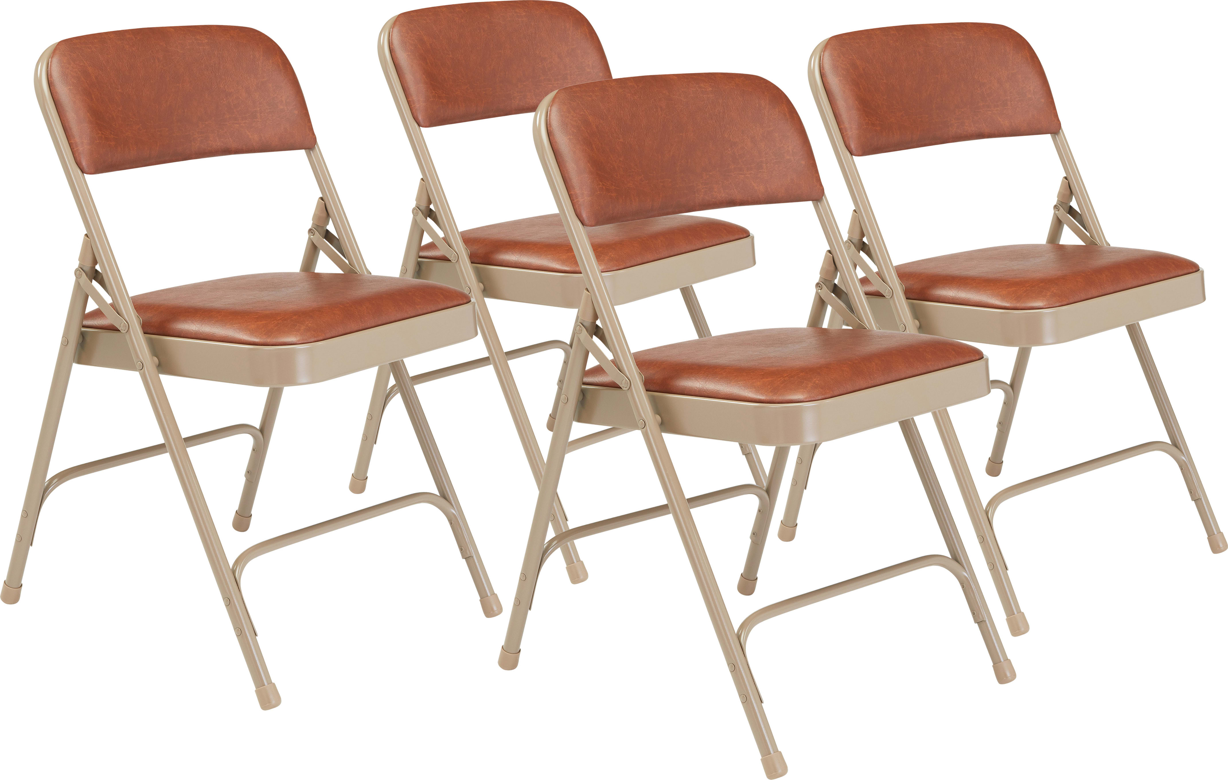 Oklahoma Sound 1203 - NPS 1200 Series Premium Vinyl Upholstered Double Hinge Folding Chair, Honey Brown (Pack of 4)