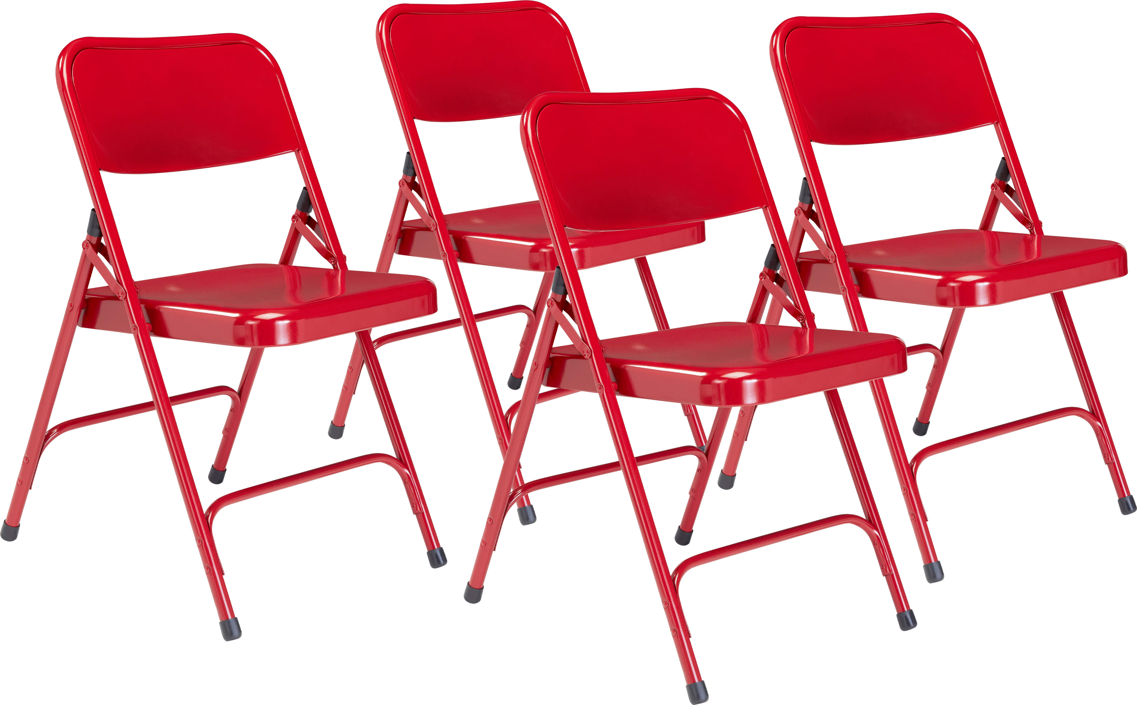 Oklahoma Sound 240 - NPS 200 Series Premium All-Steel Double Hinge Folding Chair, Red (Pack of 4)