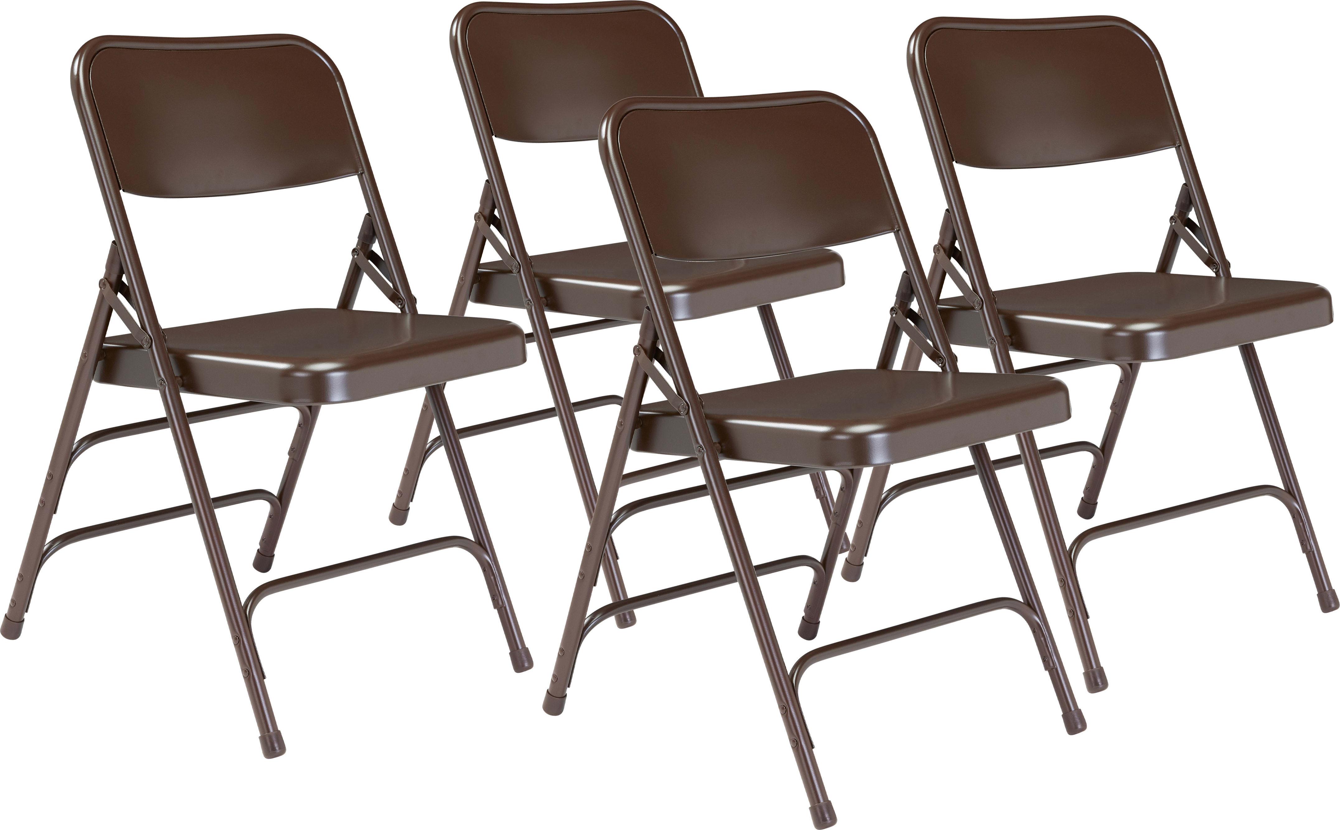 Oklahoma Sound 303 - NPS 300 Series Deluxe All-Steel Triple Brace Double Hinge Folding Chair, Brown (Pack of 4)
