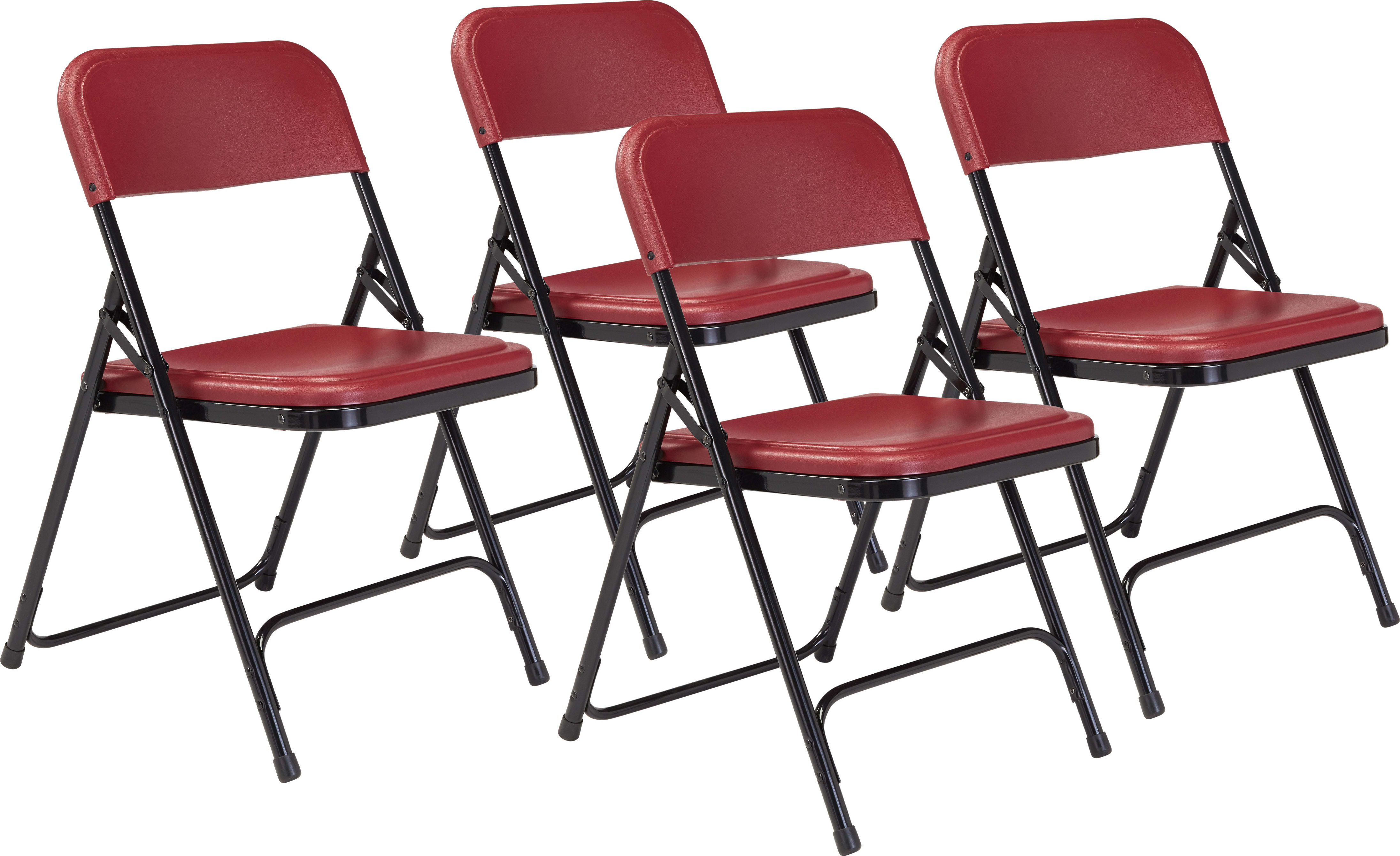 Oklahoma Sound  818 - NPS 800 Series Premium Lightweight Plastic Folding Chair, Burgundy (Pack of 4)