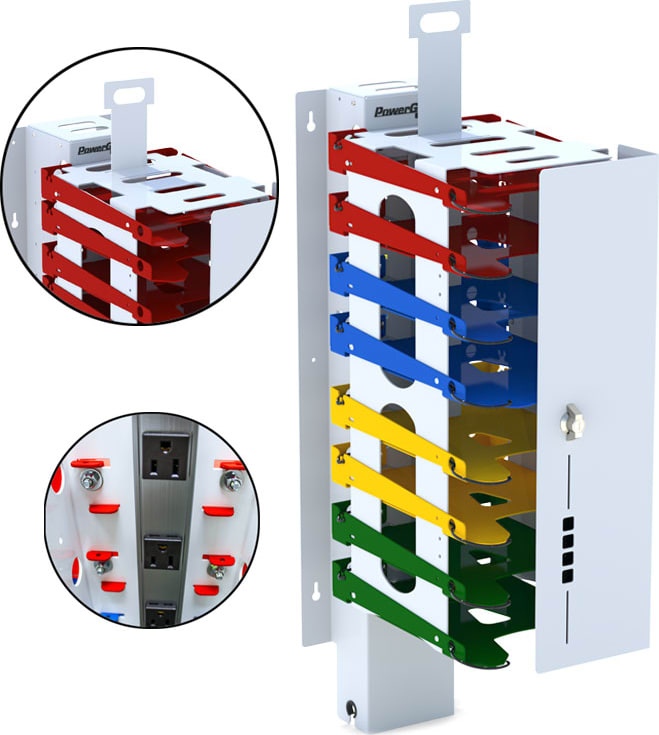 PowerGistics 1C080 - 8-Shelf Wall Mounted Charging Tower