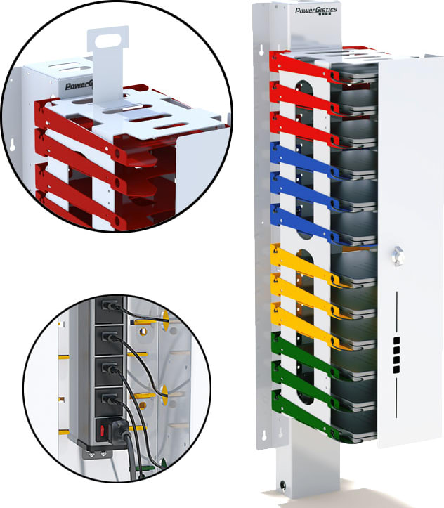 PowerGistics 1C120USB - 12-Shelf Wall Mounted USB Charging Tower