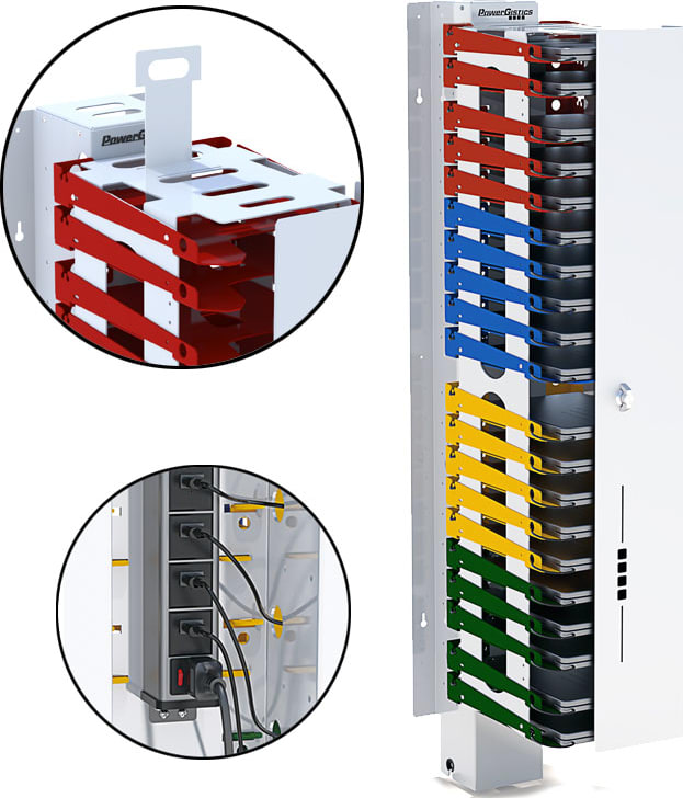 PowerGistics 1C200USB - 20-Shelf Wall Mounted USB Charging Tower