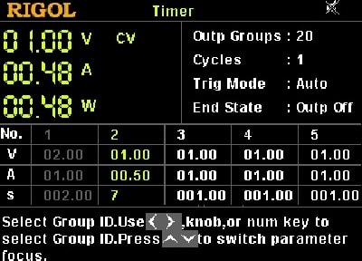 Rigol TIMER-DP700 Options for Timer