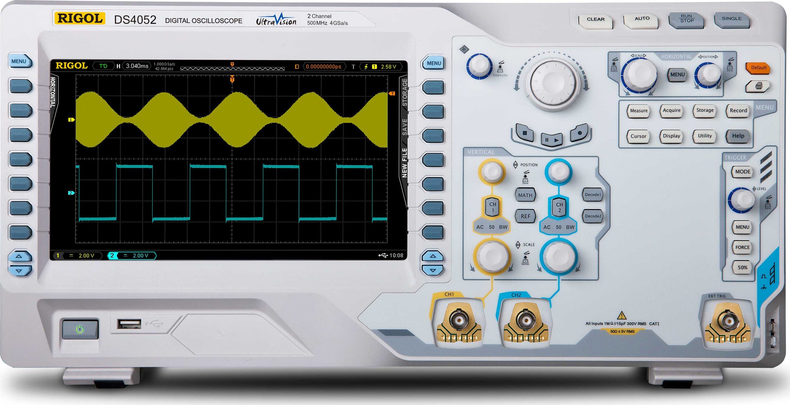 Digital Oscilloscope 500 MHz with 2 Channels, 4GS/s, 140Mpoint Memory