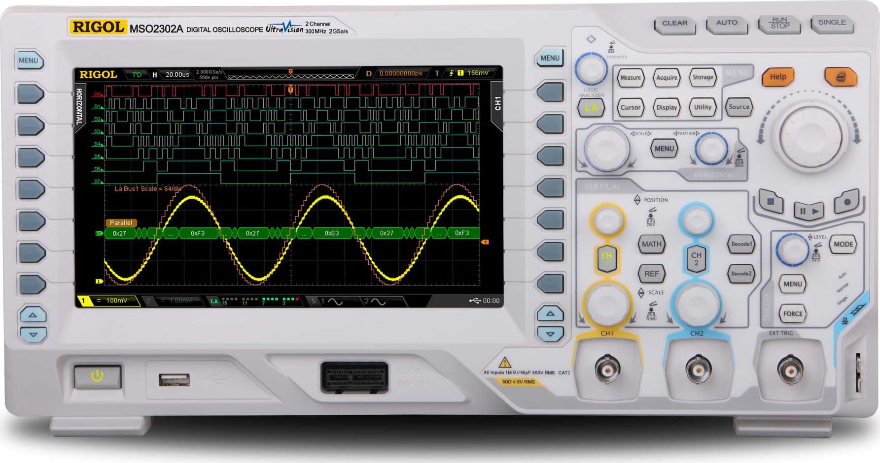 Rigol MSO2302A-S Mixed Signal Oscilloscope 300MHz 2 Channel with 2 GSa/sec and 14 Mpts Memory Standard