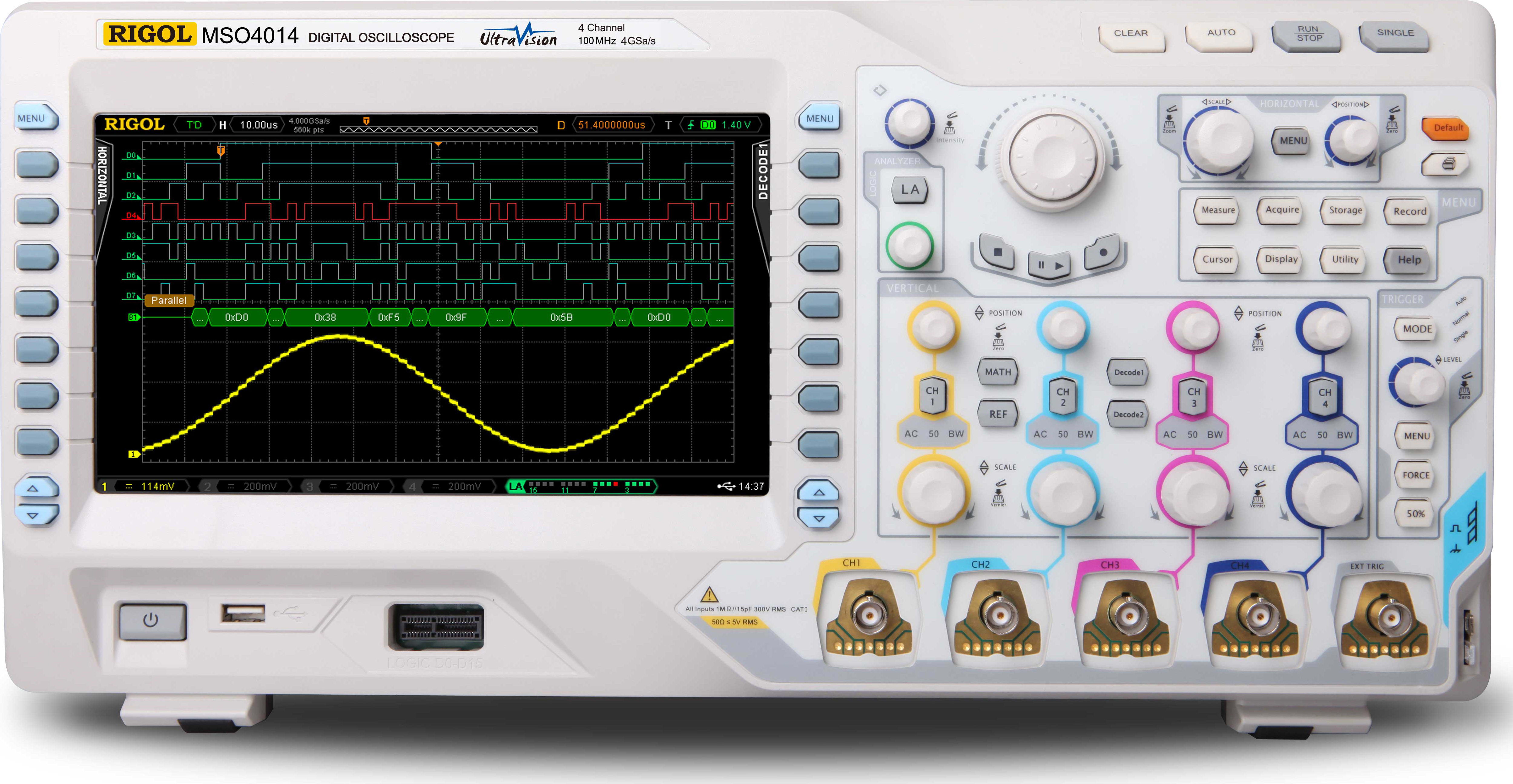 Rigol MSO4014 Mixed Signal Oscilloscope 100MHz, 4GSa/s, 140Mpts, 4CH