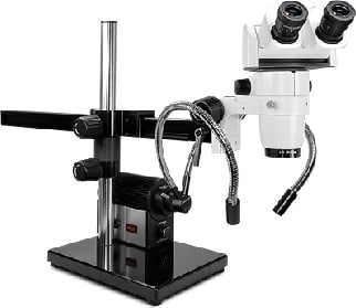 Scienscope CMO-PK5E-DPL-D Tilting Binocular Head on Dual Arm Boom Stand w/ Fiber Optic Dual Pipe Light