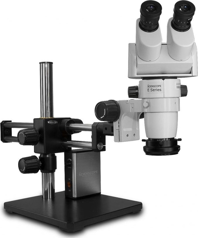 Scienscope CMO-PK5E-LED-D E-Series 0�-45� Tilting Head on "Dual Arm Boom Stand" with LED Ring Light