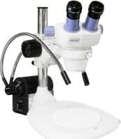 Scienscope ELZ-PK1-DPL ELZ Stereo Zoom Binocular on Ergo Post Stand w/ Fiber Optic Dual Pipe Light