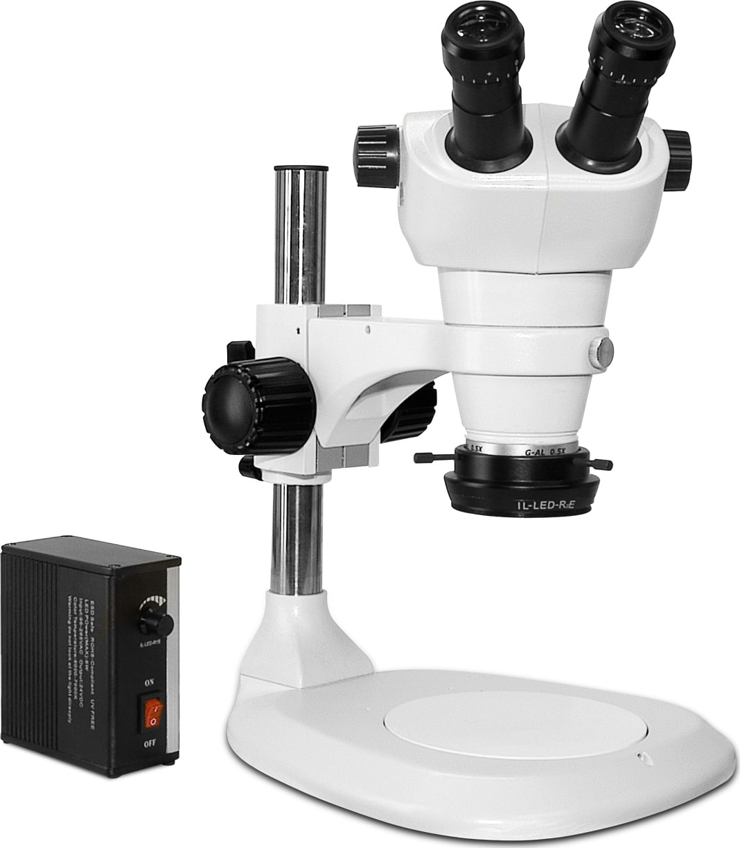 Scienscope ELZ-PK2-LED ELZ Stereo Zoom Binocular on Ergo Track Stand w/ LED Ring Light