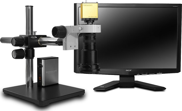 Scienscope MAC-PK5-LED-HD-S Macro Zoom Lens on Single Arm Boom Stand with HD Camera & Adjustable LED Light
