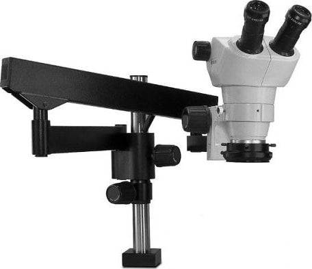 Scienscope NZ-PK3-FR-FX NZ Stereo Zoom Body on Heavy Duty C-Lamp Articulating Arm w/ Fluorescent Ring Light