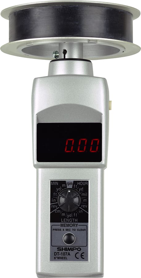 Shimpo DT-107A-12CBL - LED Display Contact Tachometer with 12 Circumference  Cable Wheel