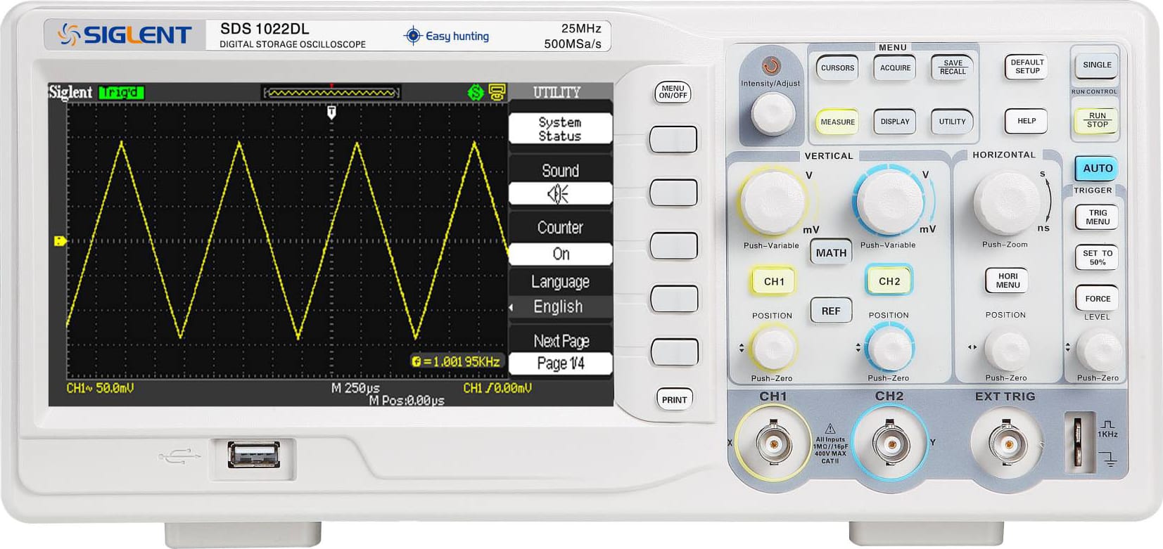 Siglent SDS1022DL Digital Oscilloscope Front View