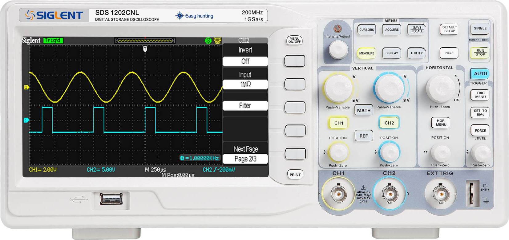 Siglent SDS1202CNL  Digital Oscilloscope Front View