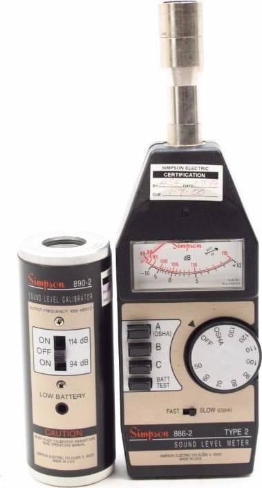 SIMPSON Sound Measuring System Meter 886-2 TYPE 2 W/ Level Calibrator 890-2