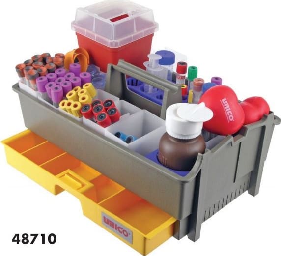 Unico 48710 Phlebotomy Tray, with 5 Bins for Accessories