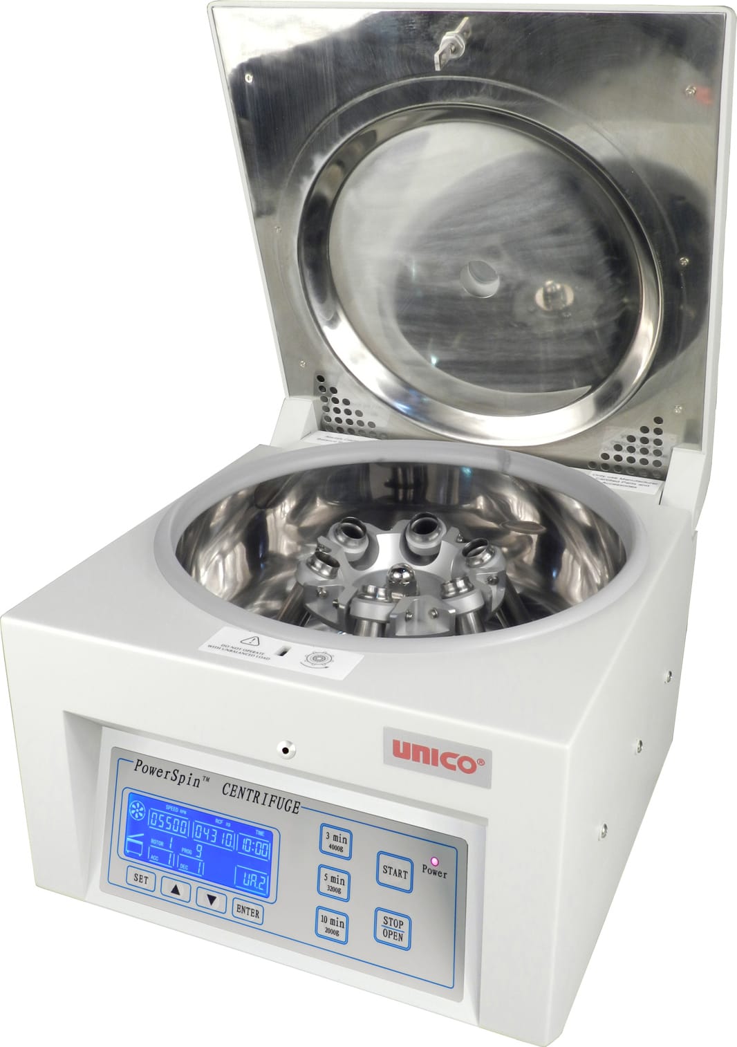 Unico C8763 PowerSpin DXB Centrifuge, 6 Place Horizontal w/ 60 Min Digital Timer, Variable Speed 500-5,500 RPM with 0-RPM Safety Lid Latch, CAP. 6X15 ML Tubes, 16X15 ML Tubes, 110V