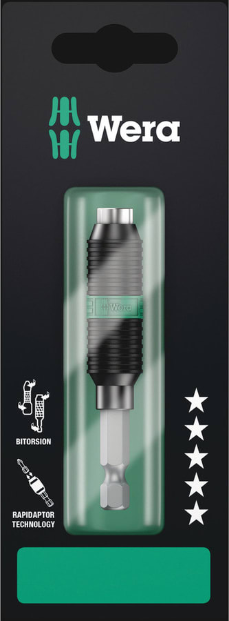 Wera 5073420001 Universal Bit Holder - 1/4 Inch Hexagon Rapidaptor BiTorsion System