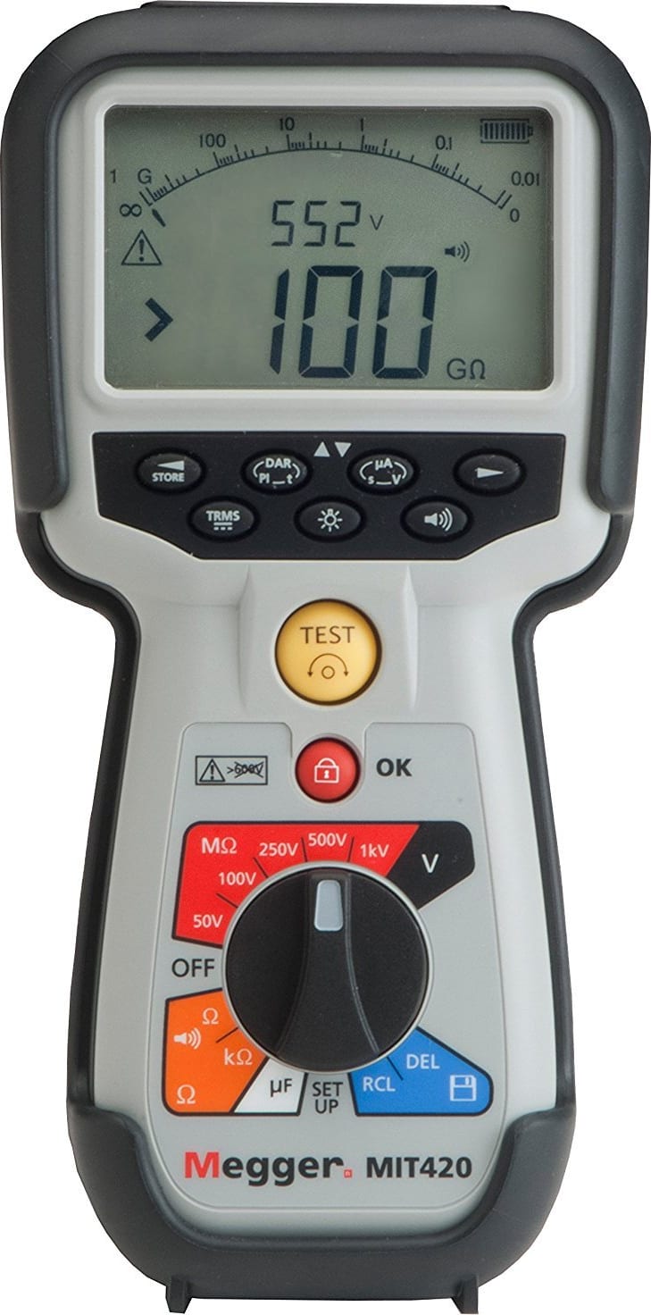 Megger MIT420/2 Megohmmeter /  Insulation Resistance Testers - Type: Battery, IR Test Voltage: 100 V, Maximum Insulation Resistance