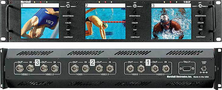 Marshall Electronics V-R43P Triple 4” Rack Mounted LCD Panel | TEquipment